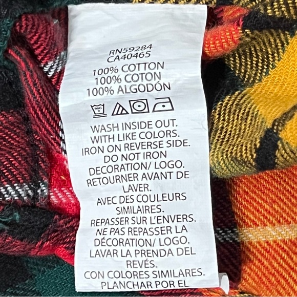 The Children’s Place Boys Plaid Flannel Shirt – Red Green Yellow, Size 10/12 - Picture 3 of 7